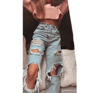 High waisted baggy jean